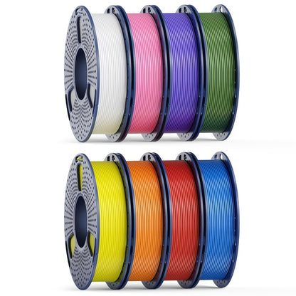 8-Color 3D Printer Filament Bundle 1.75mm 2kg PLA PETG High Speed Options – SUNLU 8×250g Individually Vacuum Packed Neatly Wound Complete Color Set for FDM Printers