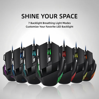 Programmable RGB Gaming Mouse Wired Ergonomic Pro-Grade with Turbo Click Multi-Mode DPI Sensitivity Dynamic RGB Lighting Forward Back Buttons USB Plug & Play for PC Laptop Mac Multiple Models