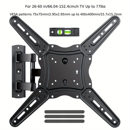 Full Motion TV Wall Mount 37-75 Inch – Heavy Duty Dual Arm Swivel Tilt, 132 lbs Capacity, VESA 600x400mm, Extends 15.4 Inch, Fits LED LCD OLED Flat Curved Screens, Cable Management Included