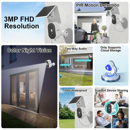 3MP Driveway Outdoor Security Camera with PIR Human Detection – AI Motion Alert, Full Color Night Vision, Two-Way Audio, Siren Alarm, 5000mAh Battery, Alexa Compatible