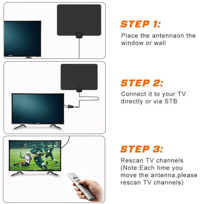 Portable Digital TV Antenna Indoor – 4K 1080P HD, 13.3 Ft Coaxial Cable, Free OTA Channels, Compatible with All Smart TVs, Model S108