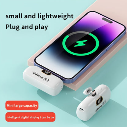 Mini Power Bank 5000mAh with Built-in USB-C Connector Fast Charging – Ultra-Compact Pocket Portable Charger for iPhone Android Samsung | Emergency Travel Charger | Green Pink