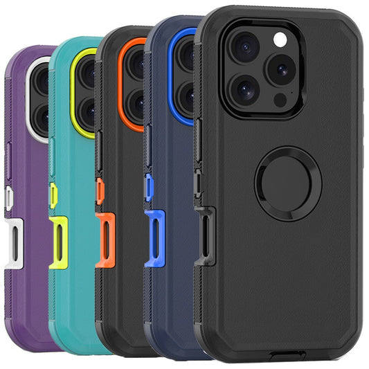 Rugged iPhone 16 Pro Max Case Hybrid Armor Dual Layer TPU PC Shockproof Drop Protection – Heavy Duty Wireless Charging Compatible Cover for iPhone 16 Pro 16 Plus 16 – Black Orange Blue Purple Green