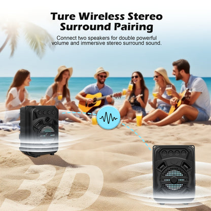 LED Light Portable Wireless Bluetooth Speaker Extra Bass Stereo Sound 10 Hours Playtime Compact Speaker for Shower Outdoor Beach Home Party Compatible with Smartphones Tablets Gifts for Men Women