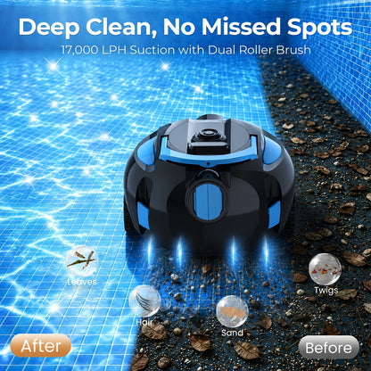 Cordless Robotic Pool Cleaner with 90-Min Runtime – Self-Parking Auto Vacuum | Floating Bracelet Retrieval | Covers 65Ft / 1100 Sq Ft | Lightweight for Above Ground & In-Ground Flat Bottom Pools | 5 Colors