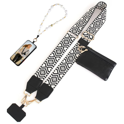 Phone Lanyard Crossbody Strap with Zipper Pouch & Beaded Charm Adjustable Hands-Free Cell Phone Shoulder Strap – Universal Fit for Most Smartphones Women Teens Travel Daily