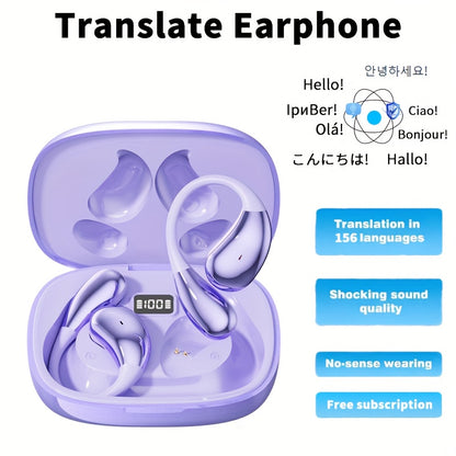 AI Translation Earbuds Bluetooth 5.4, 156 Languages Real-Time Two-Way Translation, Offline Mode, Audio Transcription & Photo Translation, HD Sound, 4-Hour Battery - 3-in-1 Device for Travel, Business & Learning