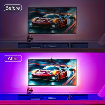TV Backlight LED Strip Lights RGB 12.5ft - USB Powered Bias Lighting for 35-80 Inch TVs, Adjustable Color & Brightness with Remote Control, Gaming Home Theater Movie Room Ambient Light