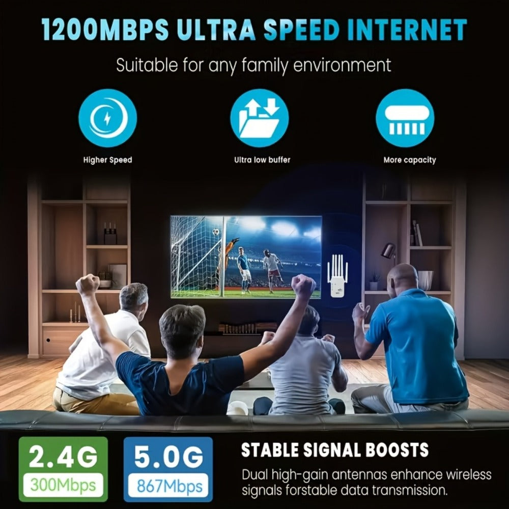 AX1200 WiFi 6 Mesh Extender 15888 Sq Ft Coverage, 135+ Devices, OFDMA, Gigabit Ethernet Port, Alexa Compatible, CISA Certified, Dual Band 2.4GHz & 5GHz, One-Touch Setup, White