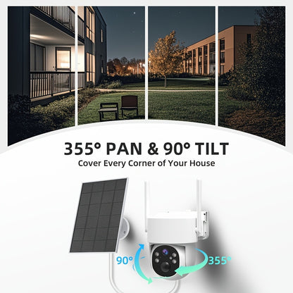 AI Auto Tracking Solar Security Camera Outdoor 360° Dome – AI Human Detection, Full Color Night Vision, Smart Siren & Spotlight, Two-Way Audio, 6000mAh Battery Wireless WiFi Camera