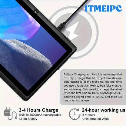 7 Inch Android 14 Tablet for Kids & Beginners – Quad-Core, 4GB RAM, 32GB ROM, HD IPS Display, Dual Camera, WiFi, USB-C, Built-in Case, Lightweight Portable Design, Perfect Gift for Children & Seniors