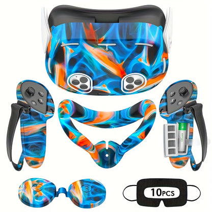 Meta Quest 3S Silicone Cover Set - VR Face Cover Shell Controller Grip Case Camera Lens Protector Full Protection Accessories Kit for Meta Quest 3S