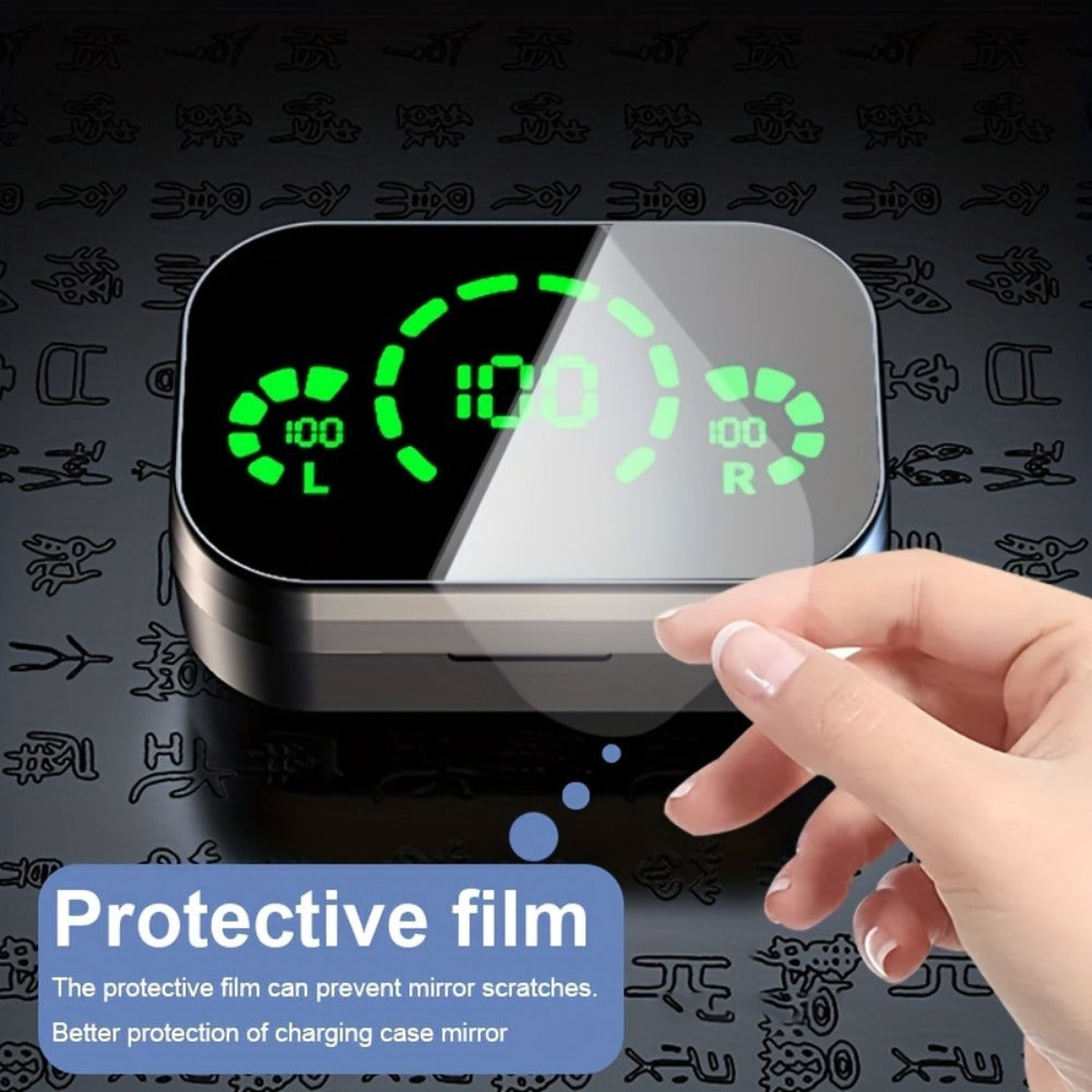 Anime Design Wireless Earbuds with Digital Display, Bluetooth 5.4 HiFi HD Stereo Noise Cancelling, USB-C Charging, App & Volume Control, Mirror Fashion Look, Comfortable Fit for Adults, Gift Idea