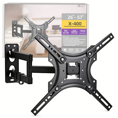 Slim Low Profile TV Wall Mount 26-57 Inch 66 lbs – Full Motion Articulating Dual Arms Swivel Tilt Extend, VESA Compatible, Easy Installation, Black Bracket for Small Mid-Size Flat Screen TVs