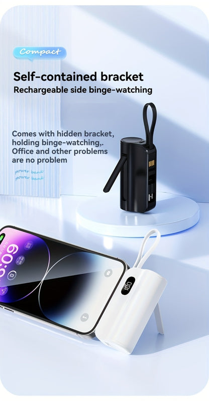 Mini Power Bank 6000mAh LCD Digital Display 22.5W Fast Charging Portable Battery Pack Gift Set with Data Cable Bracelet iPhone USB-C Android Pink Black Purple