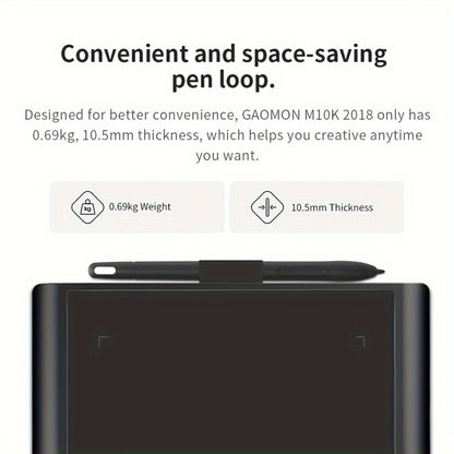 GAOMON M10K Drawing Tablet 8192 Levels Pressure Sensitivity Battery-Free Stylus 10 Programmable Hot Keys Digital Art Graphics Tablet Mac Windows PC Photo Editing Illustration Design 6.5x4 & 10x6.25 Inch
