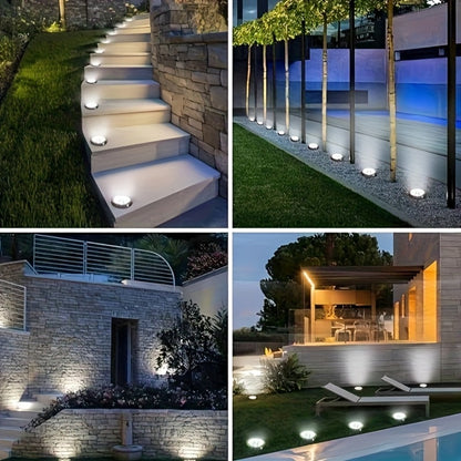 Solar Ground Lights Outdoor 8-Pack 8LED Dimmable Touch Control Waterproof Solar Garden Decorative Lights for Yard Lawn Pathway Park Vegetable Garden Landscape Lighting - Warm & Cool White