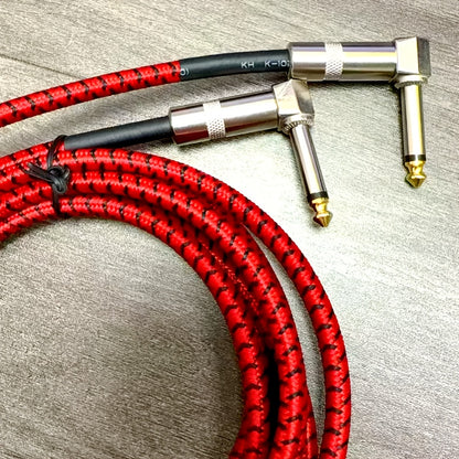 Guitar Bass Amplifier Cable with RCA Connectors – 10ft & 20ft, Tinned Copper Core, Durable Flexible Round Design, Universal Instrument Amp Cable for Electric Guitar, Bass, Keyboard & More