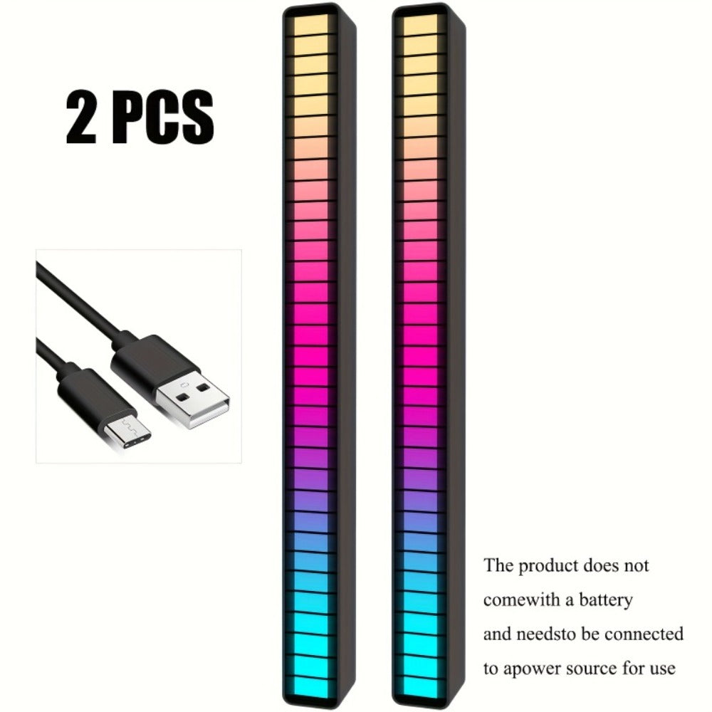 RGB LED Light Bars with Music Sync 2/4 Pack Voice Control USB Powered Smart Rhythm Lights for Gaming Room PC Desk TV Backlight Home Office Bedroom Atmosphere Decoration