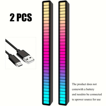 RGB LED Light Bars with Music Sync 2/4 Pack Voice Control USB Powered Smart Rhythm Lights for Gaming Room PC Desk TV Backlight Home Office Bedroom Atmosphere Decoration