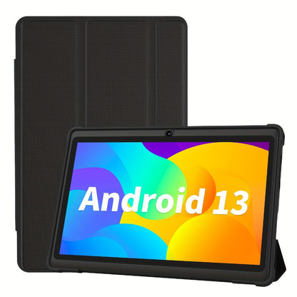 Android 13 Tablet 7 Inch with Protective Case – 4GB RAM, 32GB ROM, 1TB Expandable Storage, 3500mAh Battery, HD IPS Screen, Dual Camera, WiFi, USB-C, Classic Style Portable Tablet for Kids & Adults