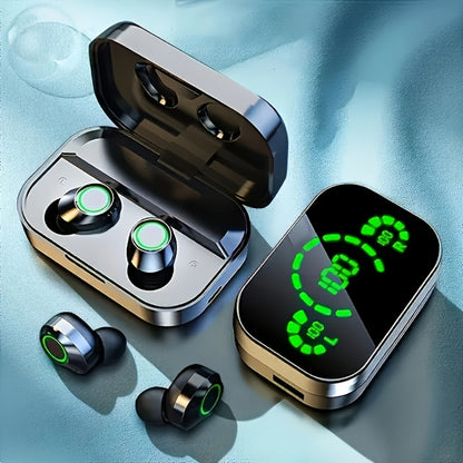 YD03 Digital Display Charging Case Wireless Earbuds, IPX4 Waterproof HD Stereo Touch Control Type-C, Comfortable In-Ear Sport Earphones for Sports Music Gaming Work iPhone Android