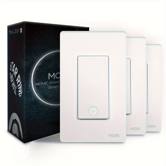 MOES Smart Light Switch 3-Pack – Single Pole & 3-Way WiFi Wall Switch, Works with Alexa & Google Home, Smart Life App Remote Control, No Hub Required, Neutral Wire Required