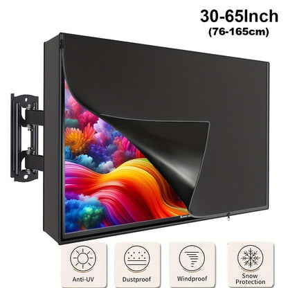 600D Weatherproof Outdoor TV Cover with Roll-Up Flap & 3-Side Zipper – Non-Scratch Liner, Remote Pocket, Wall Mount Compatible, 30–50 Inch