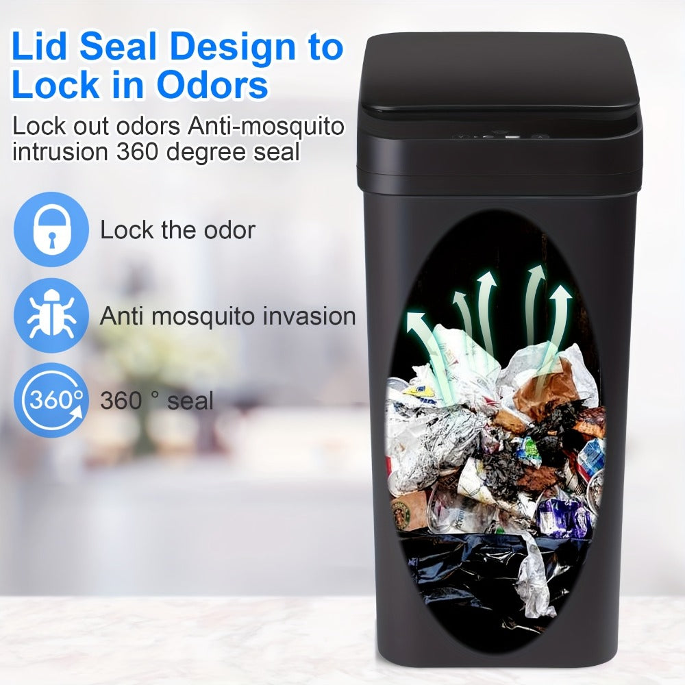Motion Sensor Trash Can 2-Pack – 2.8 Gallon Touchless Automatic Slim Garbage Can with Auto Lid, Hands-Free Infrared Sensor Waste Basket for Bathroom Bedroom Office | White & Black