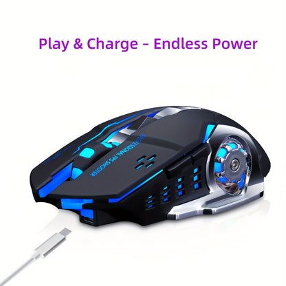 Ergonomic Silent Wireless Mouse T-WOLF Rechargeable Dual-Mode BT5.0 & 2.4G – Full-Size RGB Comfort Mouse for Work Study Gaming, Aesthetic Desk Setup, Back to School Gift for PC Laptop Mac