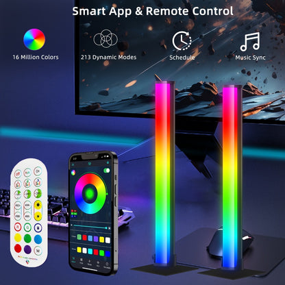 RGBIC Atmosphere Light with Music Sync - Desktop Ambient Light, App & Remote Control, Alloy Body, Multi-Mode Color Adjustment, USB 5V Powered, Single or Pair for Gaming Room, Bedroom & Desk Setup
