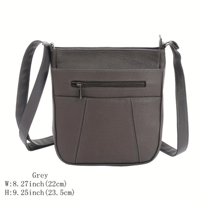 Genuine Leather Messenger Bag for Men Women Anti-Theft Zipper Multi-Pocket Shoulder Crossbody Bag Laptop Organizer Spacious Handbag Purse for Work School Travel Daily Commute 8 Colors