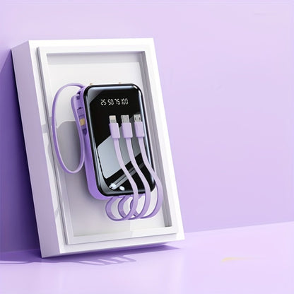Built-in Cables Flashlight 50000mAh Power Bank Portable Charger, Fast Charging LED Display Emergency Battery Pack for iPhone Android Outdoor Travel Camping Hiking – Black Purple Available