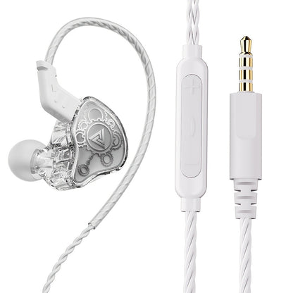 QKZ Hi7T Transparent Dynamic Resin Wired Earphones DJ Monitor HiFi Stereo Heavy Bass 3.5mm In-Ear Earbuds Volume Adjustable Mic for Sports Gaming Gym Music Studio