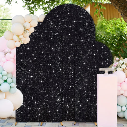 Sequin Wedding Arch Cover Set 3pcs – 6ft 6.6ft 7.2ft Metallic Spandex Payette Glitter Arch Backdrop Cover for Wedding Ceremony, Birthday Party, Bridal Shower & Event Decoration | Fits Most Arch Stands