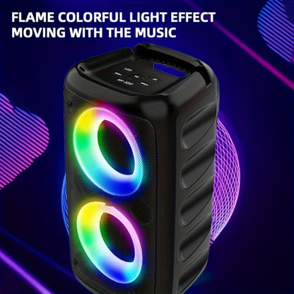 Wireless Bluetooth Speaker with Color LED Lights, MOKiN KTS-1265 Portable Party Speaker, Bass Boost, FM Radio, TF Card, USB, Type-C, Lightweight for Outdoor Travel Home Parties