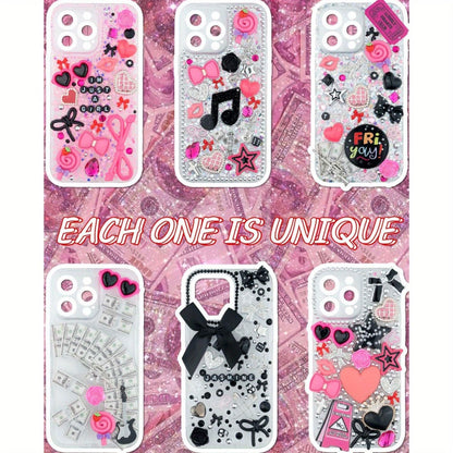 1050pcs Junk Case Charms Kit Kawaii DIY Phone Case Decoration – Bow Charms Letter Beads Flatback Pearls Rhinestones Resin Alloy Coquette Y2K Aesthetic Decor for Teen Girls – Nail Art Craft Supplies