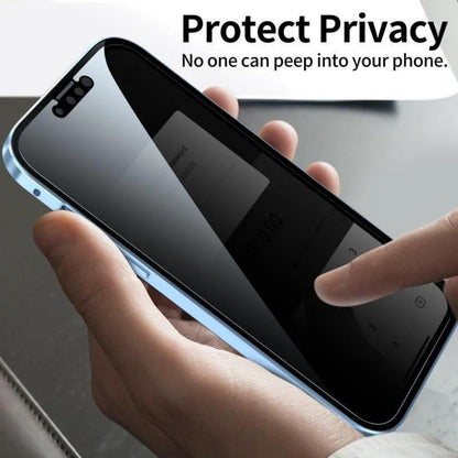 Double-Sided Glass iPhone Case with Stand 2-Piece Set Magnetic 360 Metal Frame Privacy Safety Lock Lens Protection for iPhone 16 Pro Max 16 Pro 16 Plus 16 15 Pro Max 14 Pro Max