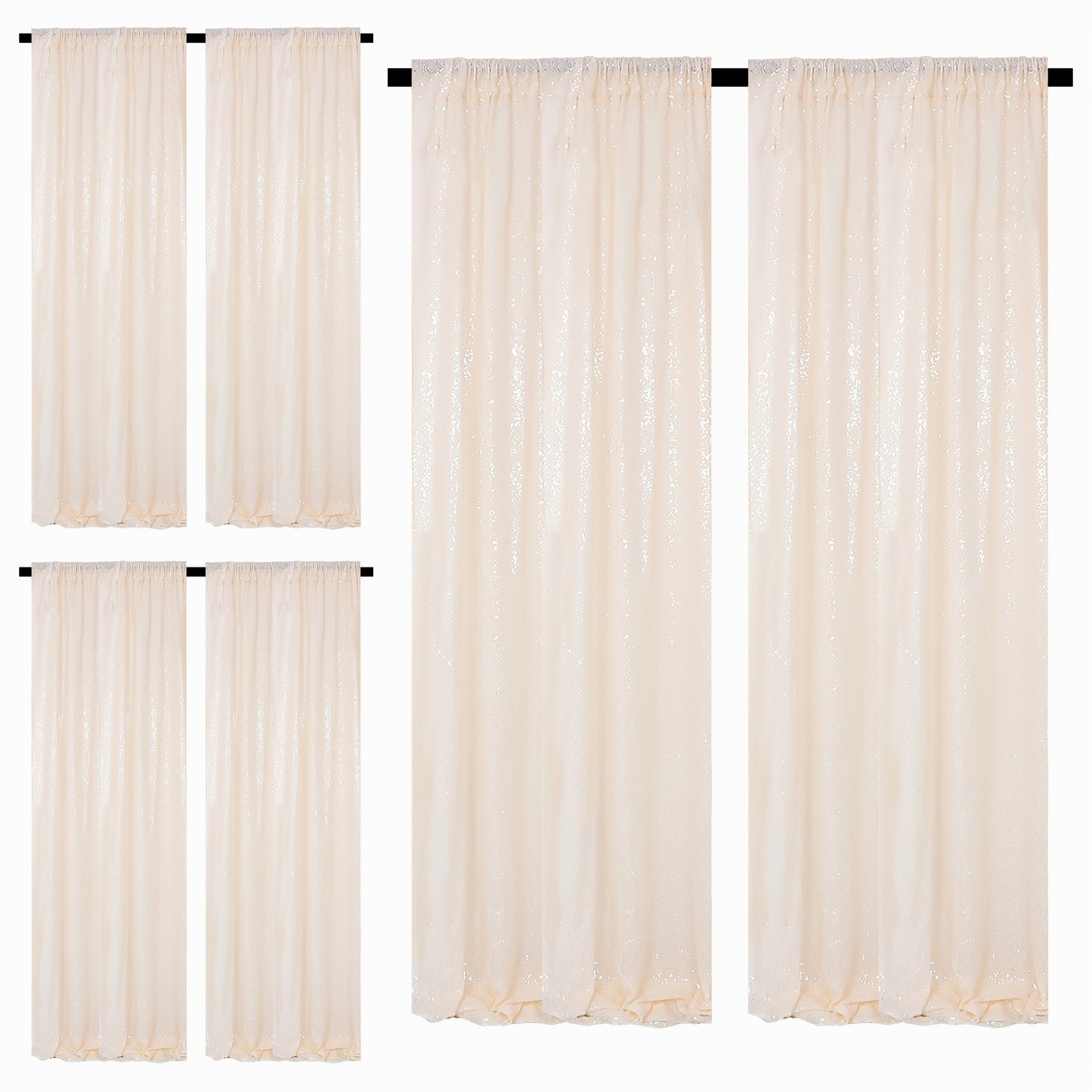 Sequin Backdrop Curtains 2FTx8FT Glitter Photography Background Panels for Party Wedding Birthday Stage Decoration Gold Yellow Shimmer Curtain Set 4 6 10 Panels Available