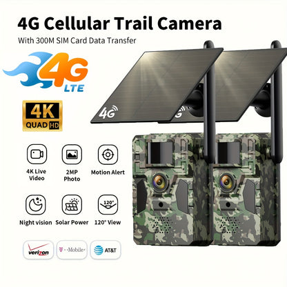 4G Cellular Trail Camera 2K No WiFi Required with Phone App Remote View – Wireless Game Camera for Deer Hunting, Wildlife Scouting, Livestock Monitoring & Rural Property Security