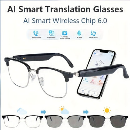 ChatGPT AI Smart Glasses with 8MP HD Camera – Real-Time Translation, Wireless Calling, Blue Light Protection, Dual Mic ENC, Touch Control, Photochromic & Camera-Free Variants for Men Women