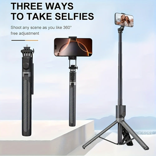 67 Inch Selfie Stick Tripod Retractable Floor Stand with Wireless Remote & 360° Rotation – Anti-Shake Portable Phone Tripod for Live Streaming, Travel Vlogs & Outdoor Filming, iPhone & Android