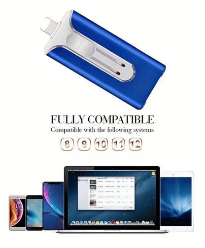 OTG USB 3.0 Flash Drive 4-in-1 for iPhone iPad Android Mac PC – Lightning Type-C Micro USB Connector Thumb Drive 64GB 128GB 256GB Memory Stick Photo Backup Storage