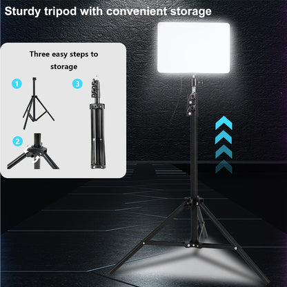Square Fill Light Kit 10 Inch with Metal Ball Head & 15 Inch Extension Rod, Adjustable Tripod, 3 Color Modes, USB Powered LED Video Lighting for Home Studio, Recording, Live Streaming & Photography