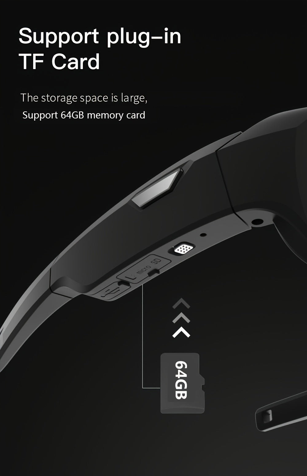 4K Camera Glasses UHD Sports Action Cam - 2-Hour Recording, Body Camera Wearable, Bike Running Cycling Recorder, Meeting Minutes, 3840x2160P 30fps, Optional 64GB, Models A31 A33 S36