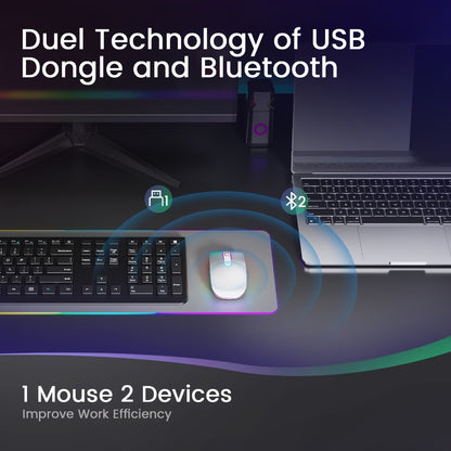Slim Wireless Mouse Bluetooth 5.1 2.4G Dual Mode Silent Rechargeable LED Indicator Thin Quiet Computer Mouse iPad MacBook Mac Laptop PC Windows Chromebook Pink