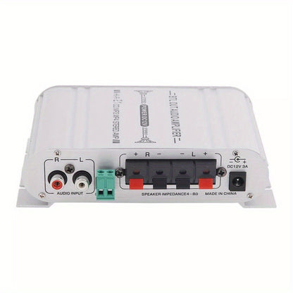 400 Watt 2.1 Channel Car Audio Stereo Amplifier, 12V Class A/B HIFI Power Amp with RCA & AUX Input, Subwoofer Output, Cast Iron Build, 20Wx2+40W RMS, 4-8Ω Speaker Compatible, Model ST-838
