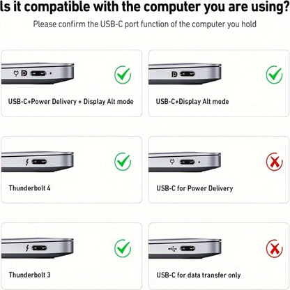 USB-C to HDMI 2.1 Cable 8K@60Hz 4K@144Hz, Aluminum Braided Thunderbolt 4/3 Compatible, 48Gbps HDCP 2.3 HDR, Type-C to HDMI Cord for MacBook Laptop Tablet Samsung Galaxy S24 to TV Monitor