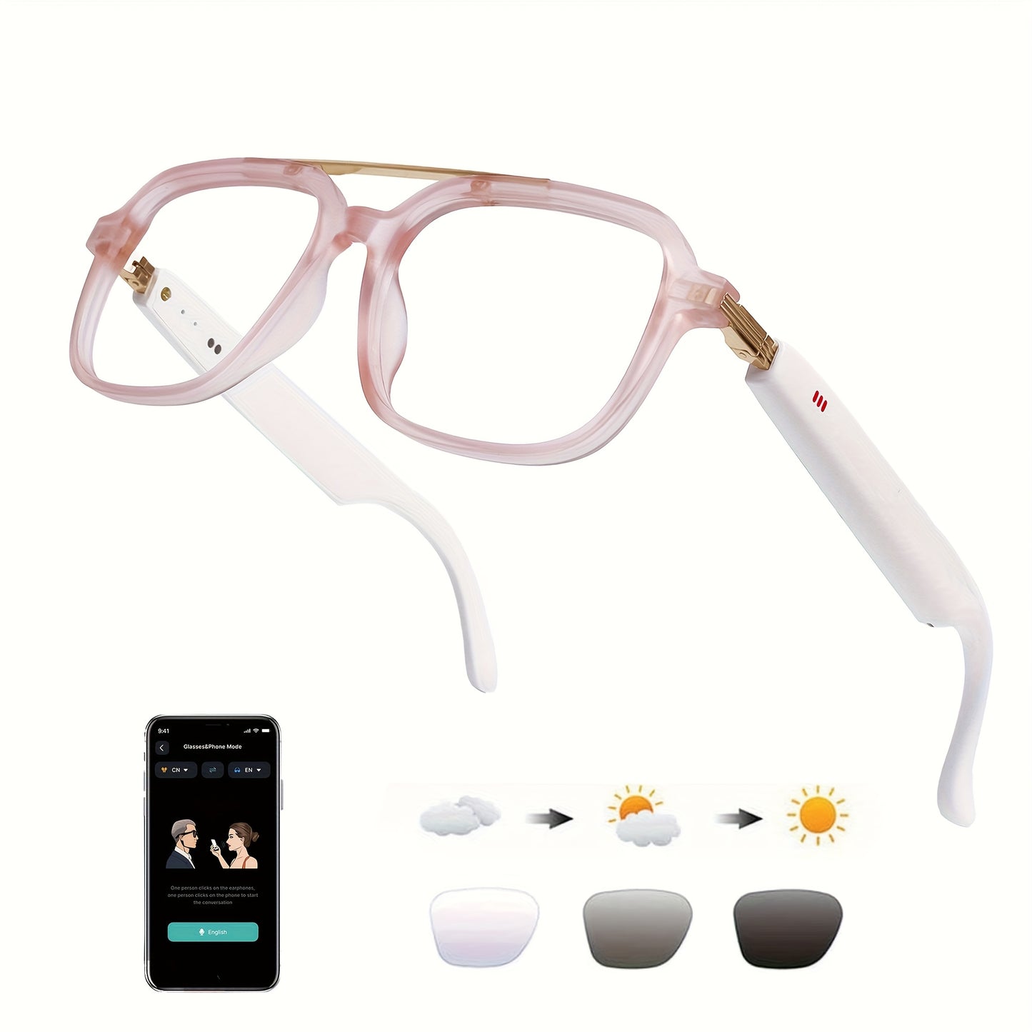 AI Smart Glasses with Real-Time Translation for 160+ Languages, ChatGPT Voice Assistant, HD Calls & Hi-Fi Music – Open-Ear Audio Glasses for Men & Women