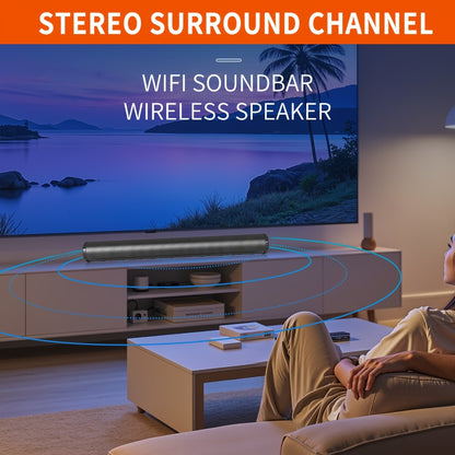 4D Echo Pearl Hi-Fi Soundbar with Subwoofer – Surround Sound Speaker System for TV, Computer & Laptop, Infrared Remote Control, Wired & Wireless, Portable Home Theater Soundbar